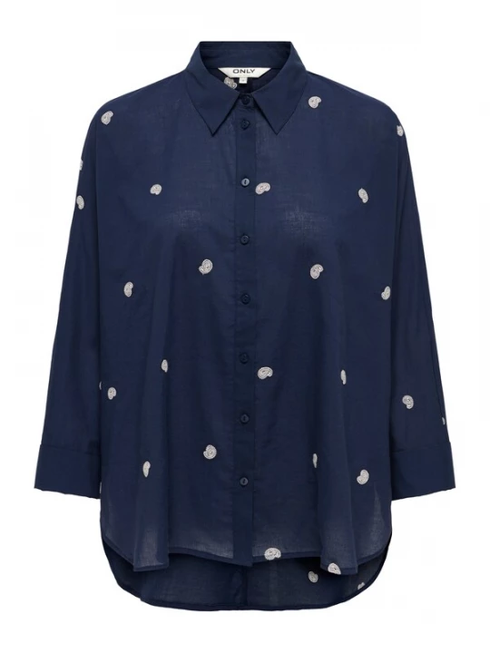 Foto van product ONLY Carmakoma Blouse 'CARNEW LINA GRACE' donkerblauw / wit