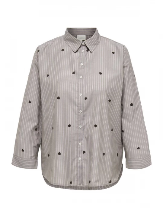 Foto van product ONLY Carmakoma Blouse 'CARNew Lina Grase' donkerbruin / bruin gemêleerd / wit