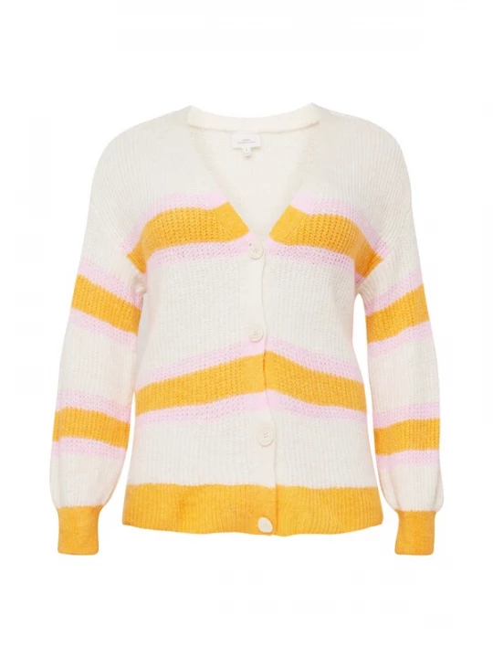 Foto van product ONLY Carmakoma Gebreid vest 'ETHEL' ecru / oranje / lichtroze