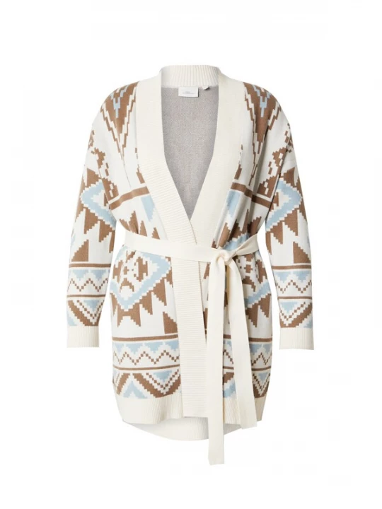 Foto van product ONLY Carmakoma Gebreid vest taupe / lichtblauw / brokaat
