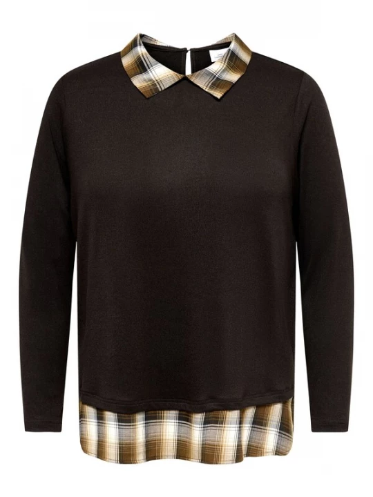 Foto van product ONLY Carmakoma Shirt 'CARAlba' bruin / cappuccino / donkerbruin / wit