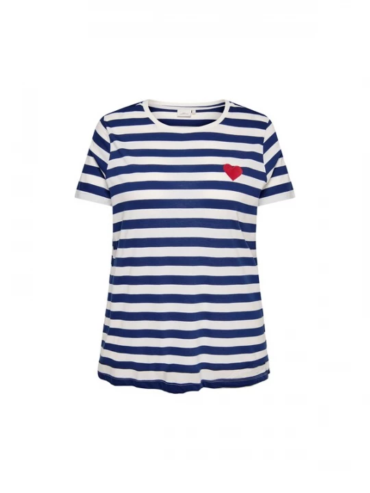 Foto van product ONLY Carmakoma Shirt 'CARAnita' donkerblauw / lichtrood / wit