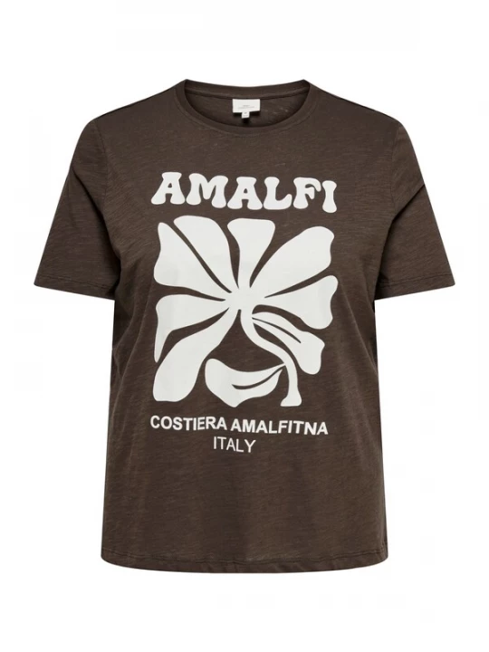 Foto van product ONLY Carmakoma Shirt 'CAREsma' chocoladebruin / wit