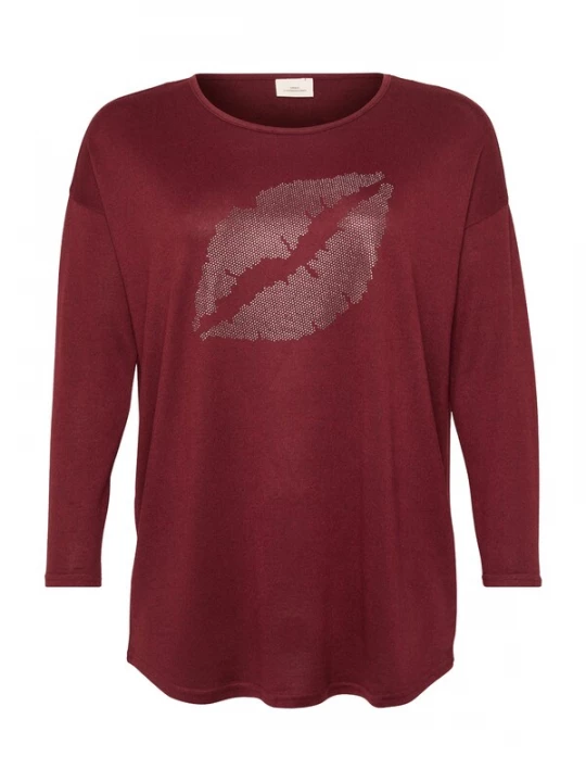 Foto van product ONLY Carmakoma Shirt 'CARMalba' karmijnrood / zilver