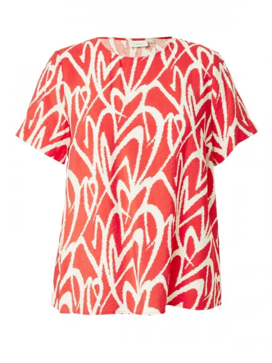 Foto van product ONLY Carmakoma Shirt 'CAROLIVERA' knalrood / wit