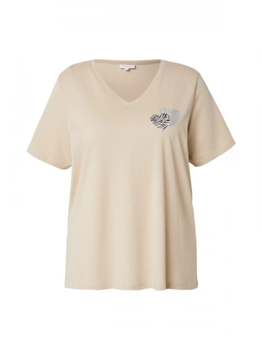 Foto van product ONLY Carmakoma Shirt lichtbruin / zwart / zilver