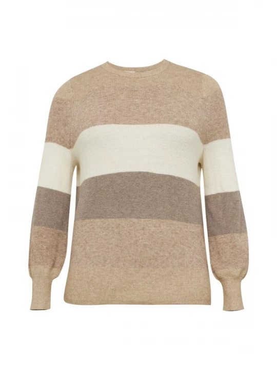 Foto van product ONLY Carmakoma Trui 'CARNew Daria' beige / donkerbruin / bruin gemêleerd / taupe