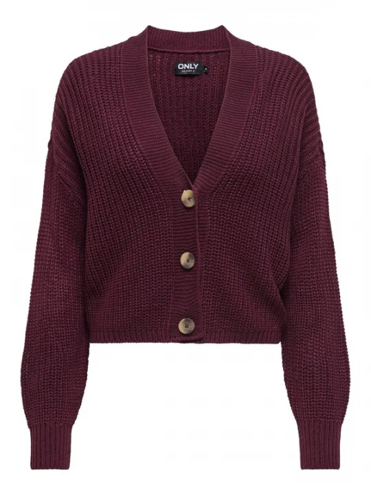 Foto van product ONLY Gebreid vest 'CAROL' wijnrood