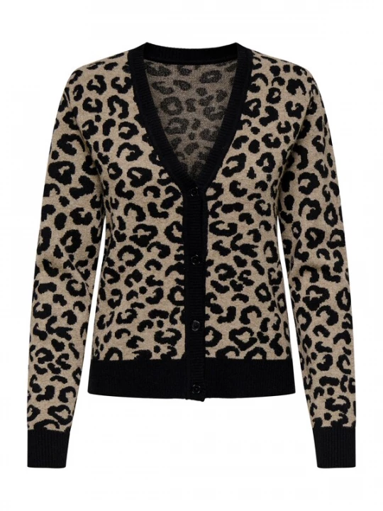 Foto van product ONLY Gebreid vest 'ONLleo' beige gemêleerd / zwart