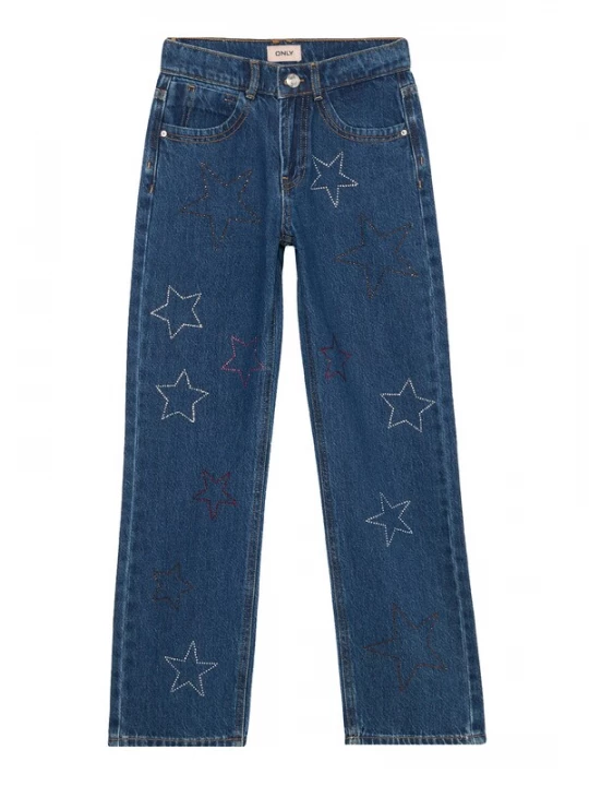 Foto van product ONLY GIRLS Jeans 'KOGCARLY' blauw denim / pink / rood gemêleerd / zilver