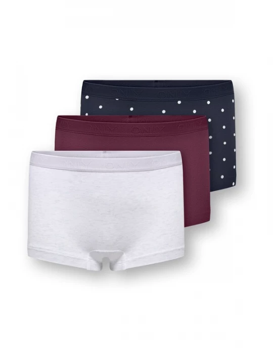 Foto van product ONLY GIRLS Onderbroek 'KOGLOLA' navy / lichtgrijs / wijnrood