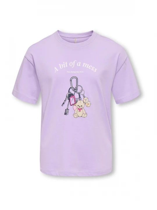 Foto van product ONLY GIRLS Shirt beige / lila / zwart / wit