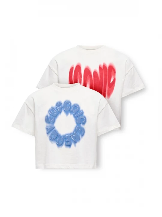 Foto van product ONLY GIRLS Shirt 'KOGDAPHNE' blauw / rood / wit