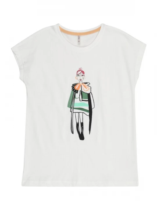 Foto van product ONLY GIRLS Shirt 'KOGLady' donkergroen / oranje / zwart / wit