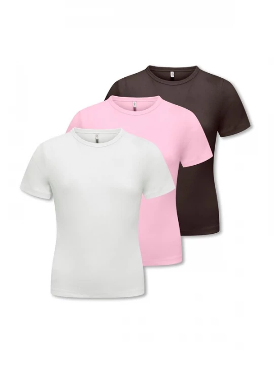 Foto van product ONLY GIRLS Shirt 'KOGLUCKY' chocoladebruin / rosa / offwhite