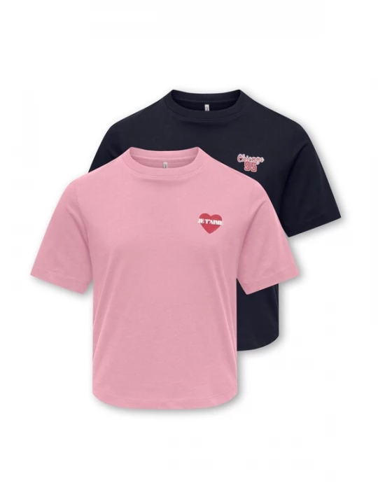 Foto van product ONLY GIRLS Shirt 'KOGREX' marine / rosa / rood / wit