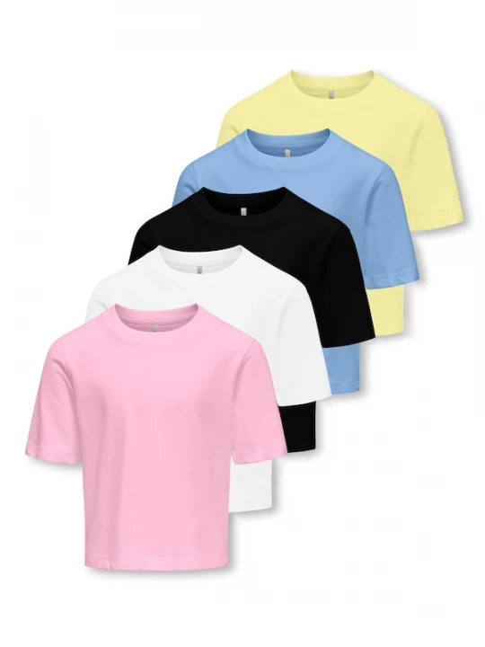 Foto van product ONLY GIRLS Shirt 'KOGRex' royal blue / koningsblauw / pasteelgeel / rosa / zwart / wit