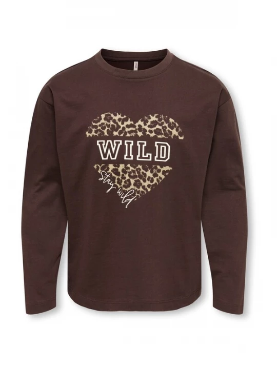 Foto van product ONLY GIRLS Shirt 'KOGSCARLETT' cappuccino / donkerbruin / wit