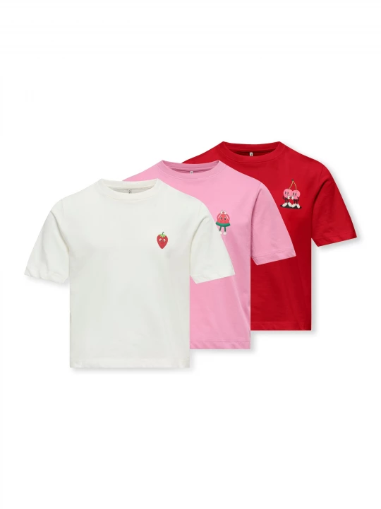 Foto van product ONLY GIRLS Shirt lichtroze / rood / wit