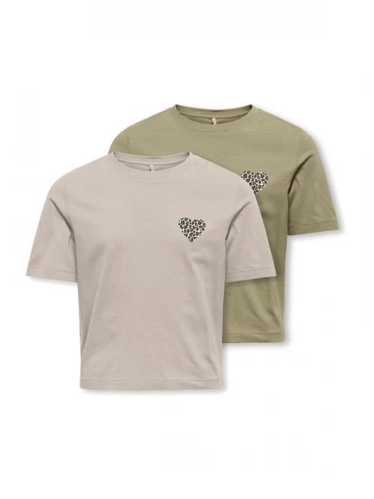 Foto van product ONLY GIRLS Shirt 'Rex' stone grey / olijfgroen