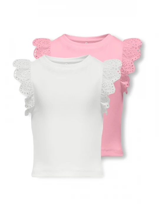 Foto van product ONLY GIRLS Top 'KOGDrea' lichtroze / wit