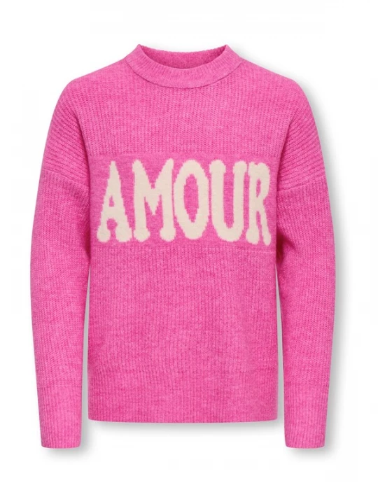 Foto van product ONLY GIRLS Trui 'KOGJERICO' beige / roze gemêleerd