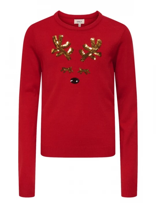 Foto van product ONLY GIRLS Trui 'KOGXmas' goud / rood