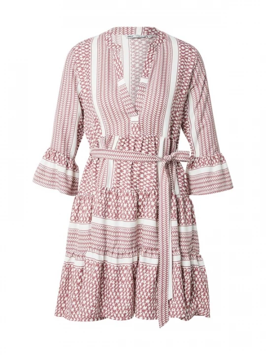 Foto van product ONLY Jurk 'Athena' roestbruin / rosa / oudroze / wit