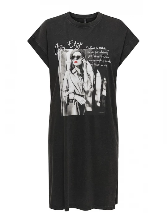 Foto van product ONLY Jurk 'ONLLUCY' knalrood / zwart / wit