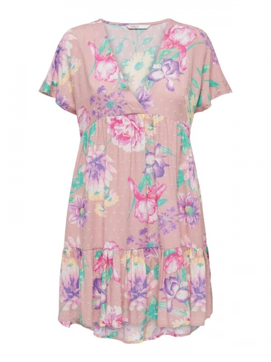 Foto van product ONLY Jurk 'PARIS' geel / jade groen / lila / oudroze