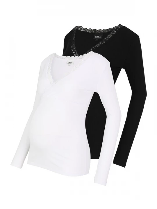 Foto van product Only Maternity Shirt 'OLMNOMA' zwart / wit