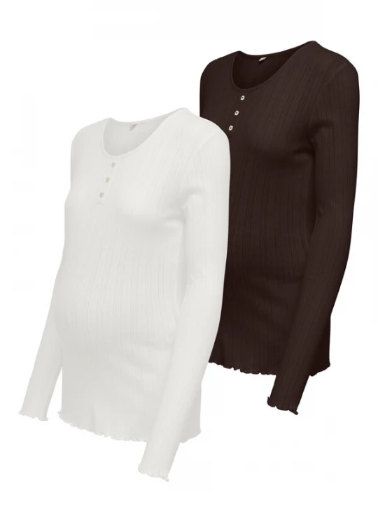 Foto van product Only Maternity Shirt 'OLMVista' donkerbruin / wit