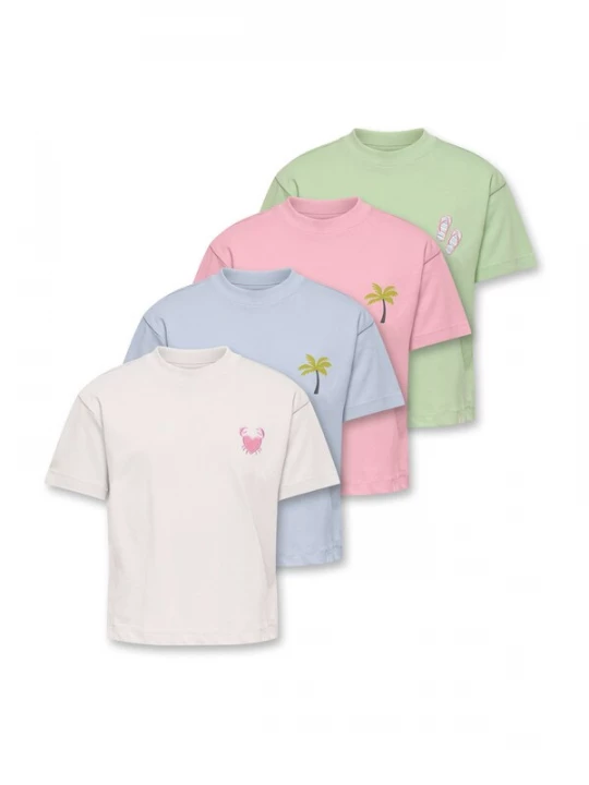 Foto van product Only Mini Shirt 'KMG Solei' lichtblauw / pastelgroen / rosa / wit