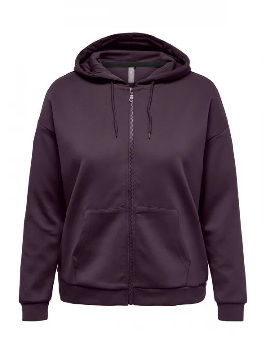 Foto van product Only Play Curvy Sportief sweatvest 'ONPLOUNGE' aubergine