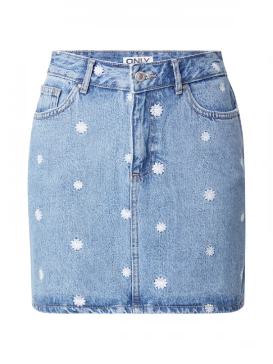 Foto van product ONLY Rok 'ONLSTELLA' blauw denim / wit