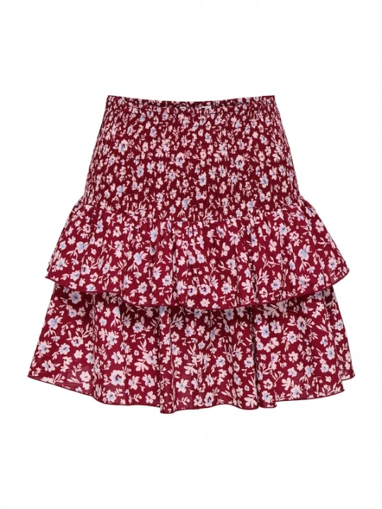 Foto van product ONLY Rok 'ONLZOEY' lichtblauw / cranberry / wit