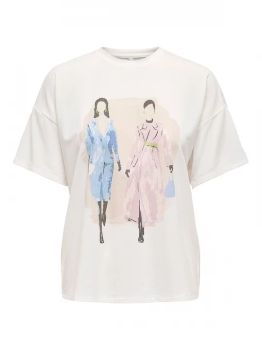 Foto van product ONLY Shirt beige / hemelsblauw / rosa / wit