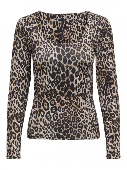 Foto van product ONLY Shirt bruin / zwart / wolwit