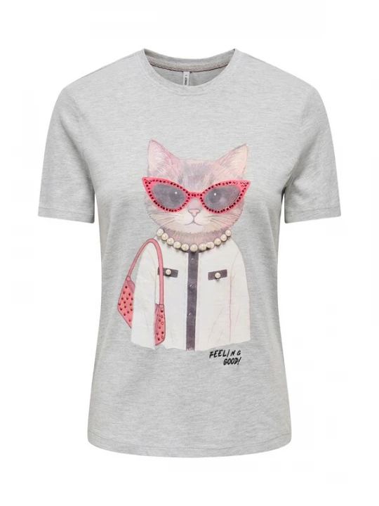 Foto van product ONLY Shirt 'ONLBARIA' grijs / antraciet / lichtroze / wit