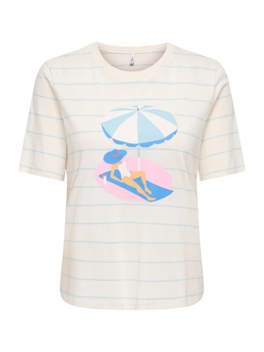 Foto van product ONLY Shirt 'ONLBONE' azuur / lichtblauw / rosa / offwhite