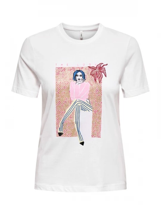 Foto van product ONLY Shirt 'ONLCELINE' blauw / goud / rosa / wit