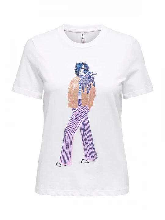 Foto van product ONLY Shirt 'ONLCELINE' blauw / rosé / oudroze / wit