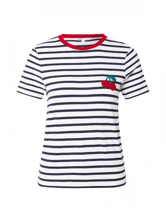 Foto van product ONLY Shirt 'ONLHeart' rood / zwart / wit