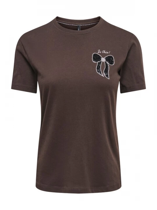 Foto van product ONLY Shirt 'ONLKita' chocoladebruin / zwart / wit