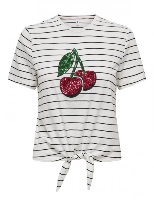 Foto van product ONLY Shirt 'ONLKITA' donkergroen / kersrood / zwart / wit