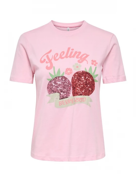 Foto van product ONLY Shirt 'ONLKITA' lichtgroen / rosa / lichtroze / karmijnrood