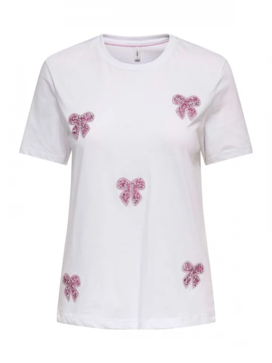 Foto van product ONLY Shirt 'ONLKita' pink / rosé / zilver / wit