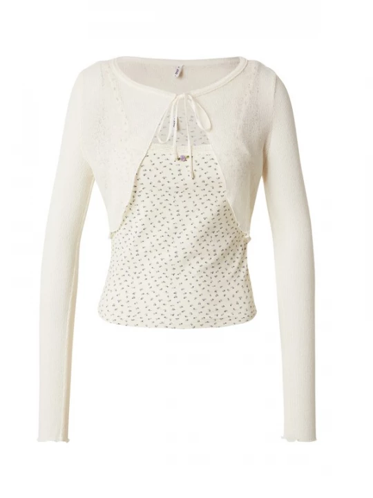 Foto van product ONLY Shirt 'ONLLEMONE' crème / olijfgroen / lila