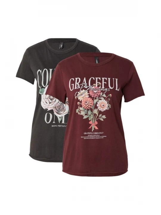 Foto van product ONLY Shirt 'ONLLUCY' lichtgroen / karmijnrood / zwart / offwhite