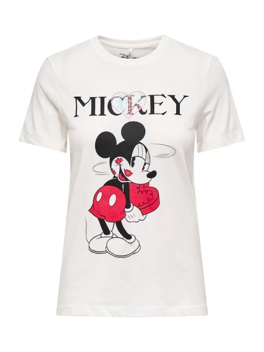 Foto van product ONLY Shirt 'ONLMICKEY' bloedrood / zwart / wit